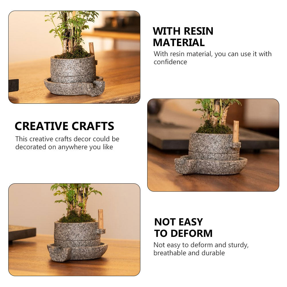 1Pcs Resin Stone Mill Planter  - Bonsai Garden Art incelemesi ve fiyatı