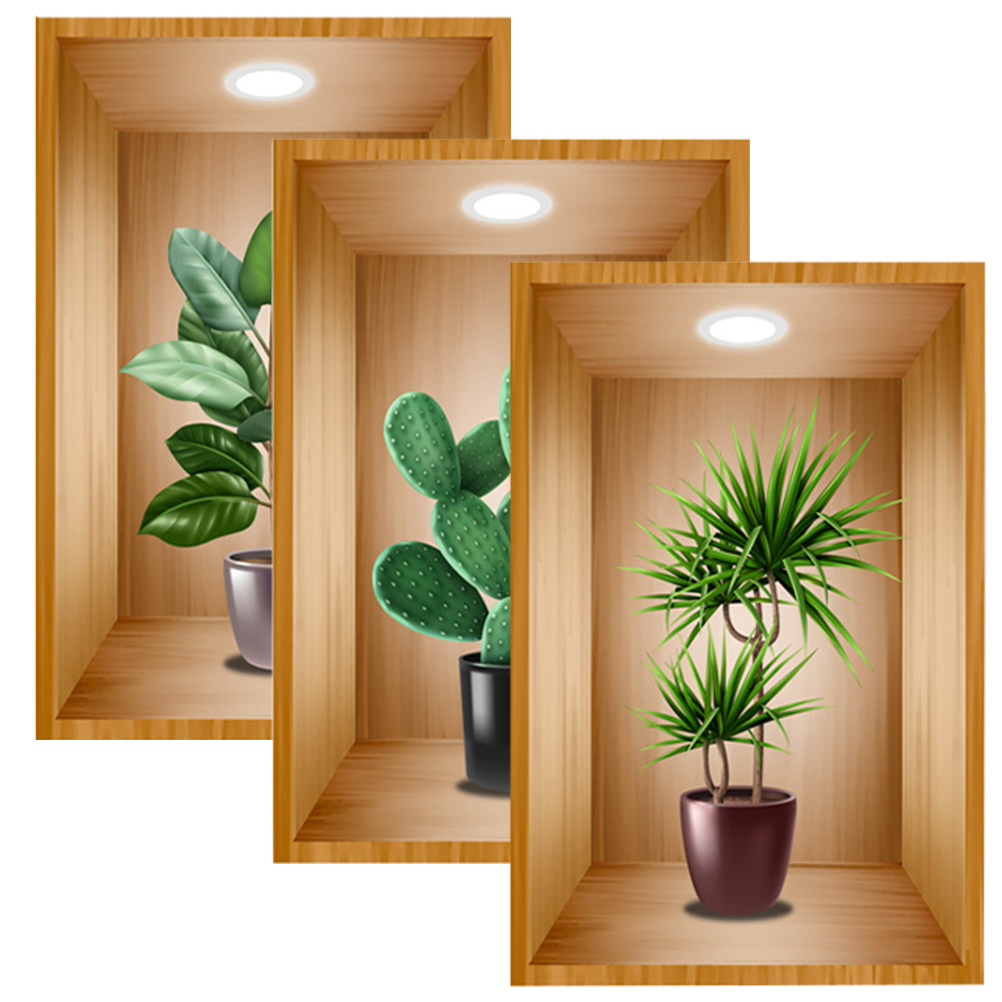 Plants Wall Stickers 3Pcs Pott - Bonsai Garden Art incelemesi ve fiyatı