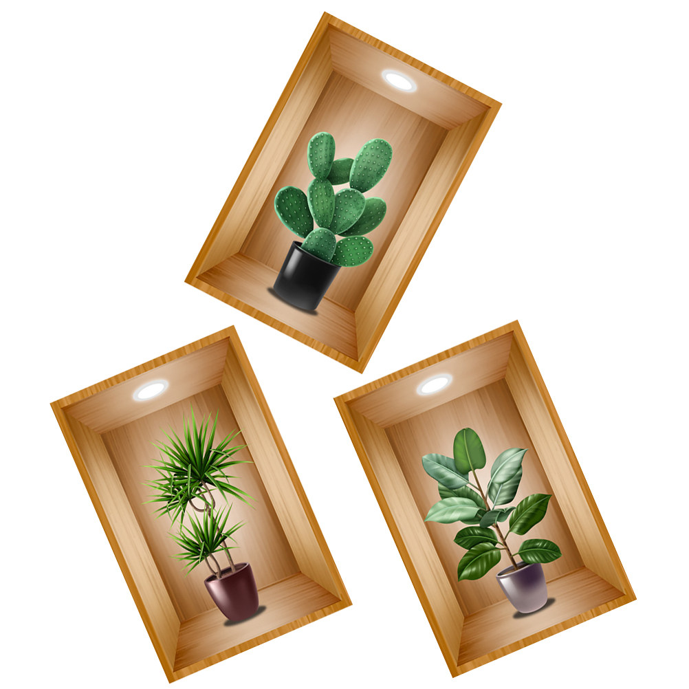 Plants Wall Stickers 3Pcs Pott - Bonsai Garden Art incelemesi ve fiyatı