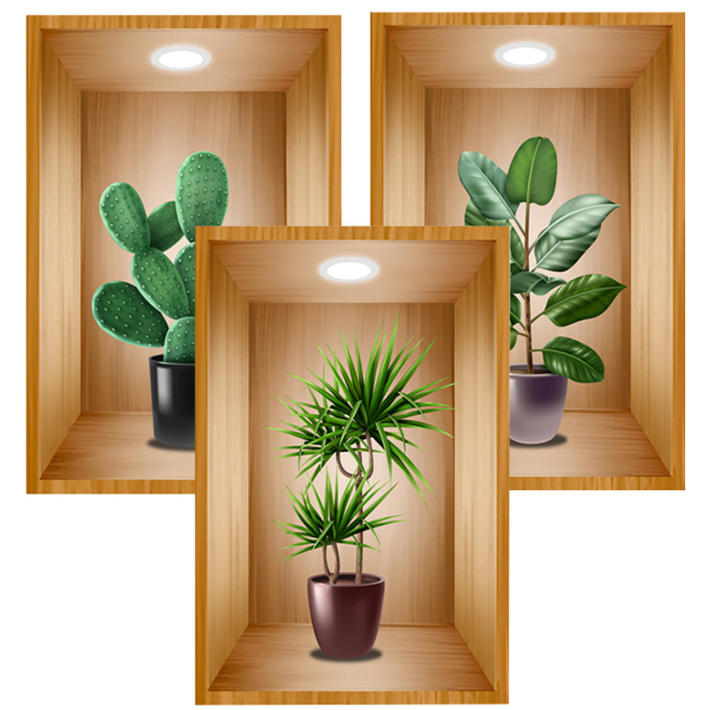 Plants Wall Stickers 3Pcs Pott - Bonsai Garden Art incelemesi ve fiyatı