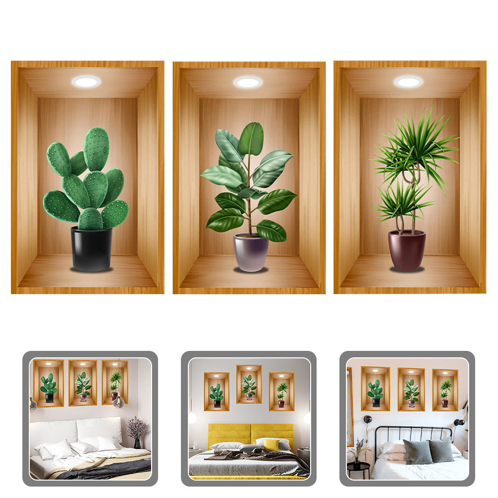 Plants Wall Stickers 3Pcs Pott - Bonsai Garden Art incelemesi ve fiyatı